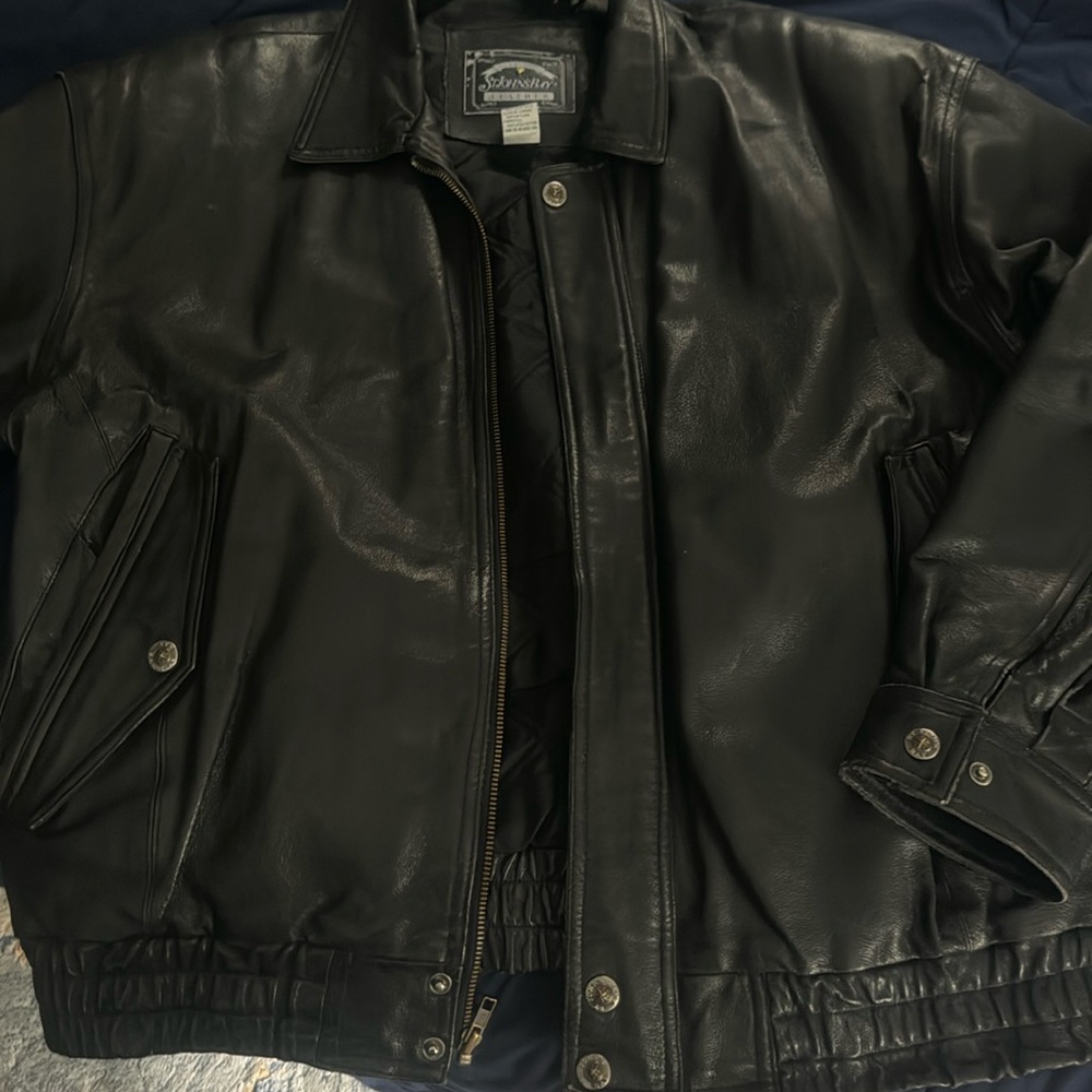 St. Johns Bay Men's Vintage Leather Panel Over Zipper Jacket